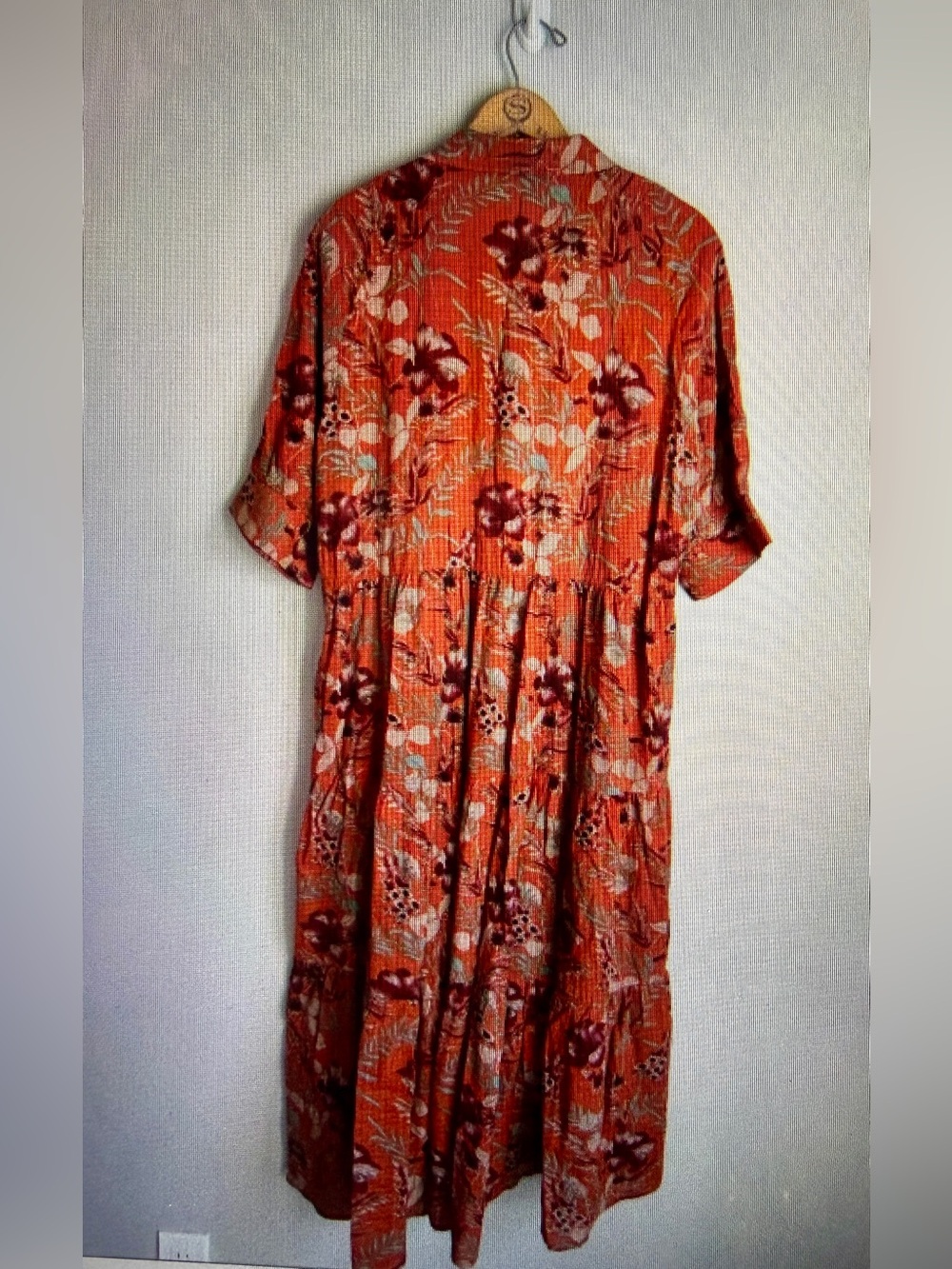 Natural Life Bohemian Floral Tiered Midi Dress in Orange Med - Picture 2 of 5